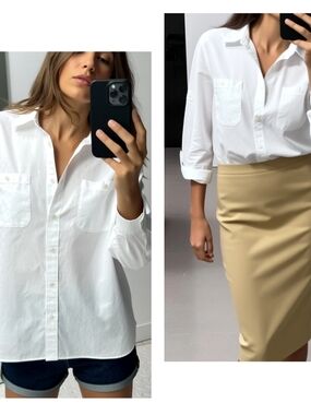 LRL Ralph Lauren White Cotton Utility Pocket Boyfriend Shirt Size 2X